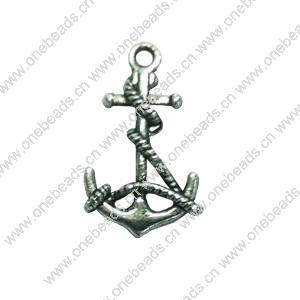 Pendant. Fashion Zinc Alloy jewelry findings. Anchor 18x10mm. Sold by Bag