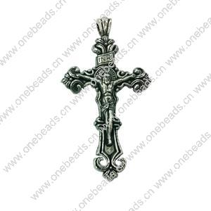 Pendant. Fashion Zinc Alloy jewelry findings. Cross 55x30mm. Sold by Bag