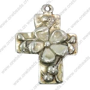 Pendant. Fashion Zinc Alloy jewelry findings. Cross 30x20mm. Sold by Bag