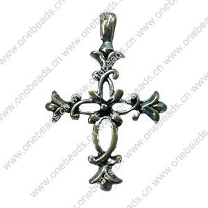 Pendant. Fashion Zinc Alloy jewelry findings. Cross 28x18mm. Sold by Bag