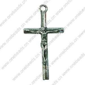Pendant. Fashion Zinc Alloy jewelry findings. Cross 39x21mm. Sold by Bag