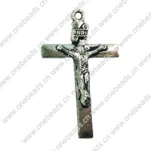 Pendant. Fashion Zinc Alloy jewelry findings. Cross 38x23mm. Sold by Bag