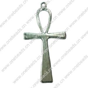Pendant. Fashion Zinc Alloy jewelry findings. Cross52x26mm. Sold by Bag