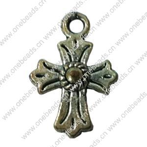Pendant. Fashion Zinc Alloy jewelry findings. Cross 15x10mm. Sold by Bag