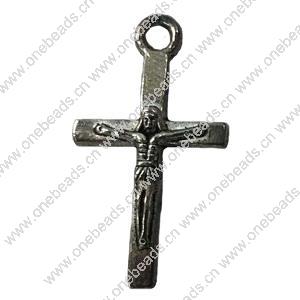 Pendant. Fashion Zinc Alloy jewelry findings. Cross 25x12mm. Sold by Bag