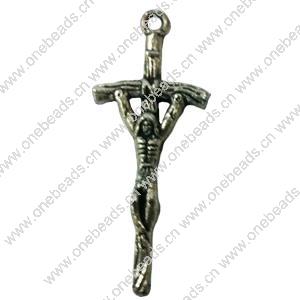 Pendant. Fashion Zinc Alloy jewelry findings. Cross 30x14mm. Sold by Bag