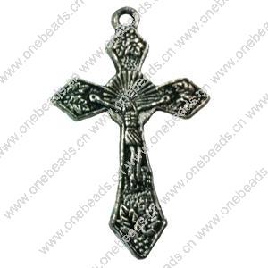 Pendant. Fashion Zinc Alloy jewelry findings. Cross 30x18mm. Sold by Bag