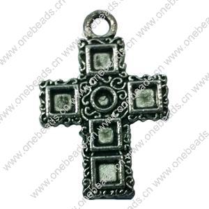 Pendant. Fashion Zinc Alloy jewelry findings. Cross 29x18mm. Sold by Bag