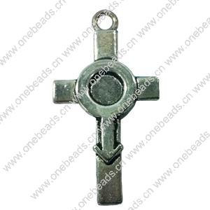 Pendant. Fashion Zinc Alloy jewelry findings. Cross 40x20mm. Sold by Bag