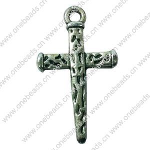 Pendant. Fashion Zinc Alloy jewelry findings. Cross 28x18mm. Sold by Bag