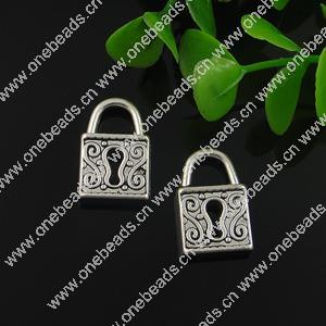 Pendant. Fashion Zinc Alloy Jewelry Findings. Lock 20.5x13.5mm. Sold by Bag