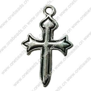 Pendant. Fashion Zinc Alloy jewelry findings. Cross 25x15mm. Sold by Bag