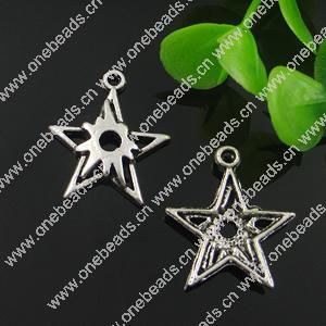Pendant. Fashion Zinc Alloy Jewelry Findings. Star 22x20mm. Sold by Bag
