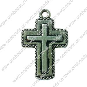 Pendant. Fashion Zinc Alloy jewelry findings. Cross 29x17mm. Sold by Bag