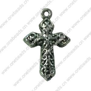 Pendant. Fashion Zinc Alloy jewelry findings. Cross 23x10mm. Sold by Bag