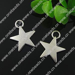 Pendant. Fashion Zinc Alloy Jewelry Findings. Star 21.5x28.5mm. Sold by Bag