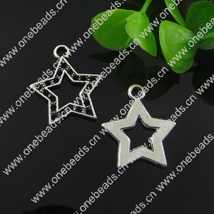 Pendant. Fashion Zinc Alloy Jewelry Findings. Star 19x22mm. Sold by Bag