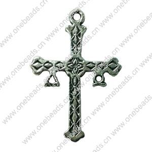 Pendant. Fashion Zinc Alloy jewelry findings. Cross 28x18mm. Sold by Bag