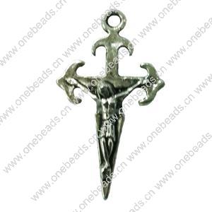 Pendant. Fashion Zinc Alloy jewelry findings. Cross 30x15mm. Sold by Bag