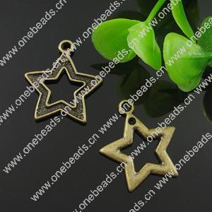 Pendant. Fashion Zinc Alloy Jewelry Findings. Star 19x21.5mm. Sold by Bag