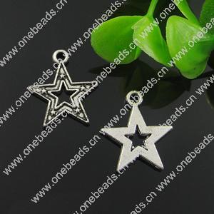 Pendant. Fashion Zinc Alloy Jewelry Findings. Star 16x18mm. Sold by Bag