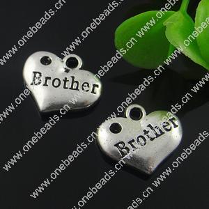 Pendant. Fashion Zinc Alloy Jewelry Findings. Heart 16x13.5mm. Sold by Bag