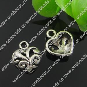 Pendant. Fashion Zinc Alloy Jewelry Findings. Heart 11.5x13mm. Sold by Bag