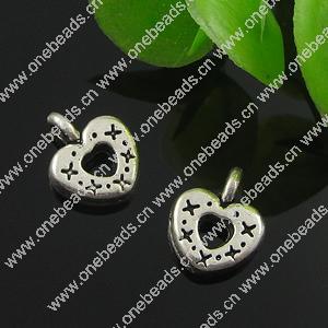 Pendant. Fashion Zinc Alloy Jewelry Findings. Heart 8x10mm. Sold by Bag