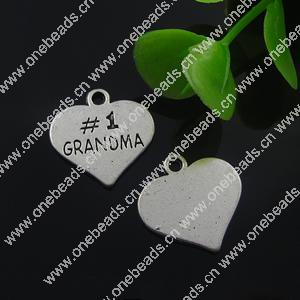 Pendant. Fashion Zinc Alloy Jewelry Findings. Heart 17x18mm. Sold by Bag