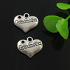 Pendant. Fashion Zinc Alloy Jewelry Findings. Heart 15.5x13mm. Sold by Bag
