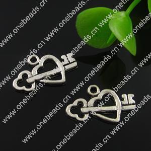 Pendant. Fashion Zinc Alloy Jewelry Findings. Heart 19x12mm. Sold by Bag