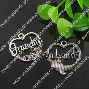 Pendant. Fashion Zinc Alloy Jewelry Findings. Heart 24x23mm. Sold by Bag