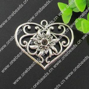 Pendant. Fashion Zinc Alloy jewelry findings. Heart  38x44mm. Sold by Bag 