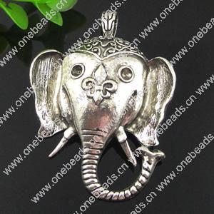 Pendant. Fashion Zinc Alloy jewelry findings. Animal 62x42mm. Sold by Bag