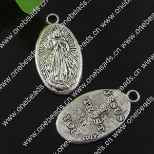 Pendant. Fashion Zinc Alloy jewelry findings. Flat oral 14x25mm. Sold by Bag