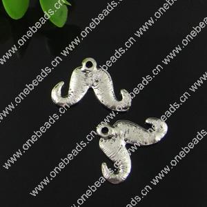 Pendant. Fashion Zinc Alloy jewelry findings. Mustache 22x15mm. Sold by Bag