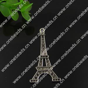 Pendant. Fashion Zinc Alloy jewelry findings. Builading 51x25mm. Sold by Bag