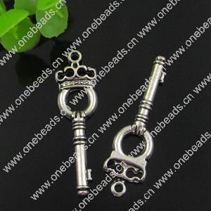 Pendant. Fashion Zinc Alloy jewelry findings. Key 44x22mm. Sold by Bag