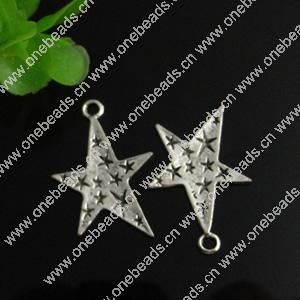 Pendant. Fashion Zinc Alloy jewelry findings. Star 20x30mm. Sold by Bag