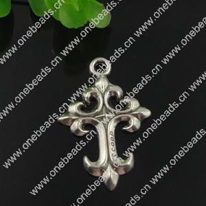 Pendant. Fashion Zinc Alloy jewelry findings. Cross 46x31mm. Sold by Bag