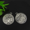 Pendant. Fashion Zinc Alloy jewelry findings. Flat Round 26.5x23mm. Sold by Bag

