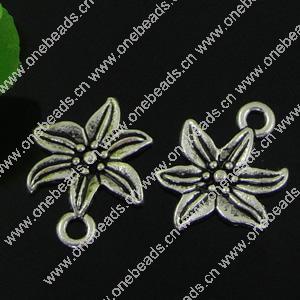 Pendant. Fashion Zinc Alloy jewelry findings. Flower 14x16mm. Sold by Bag
