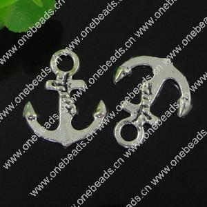 Pendant. Fashion Zinc Alloy jewelry findings. Anchor 17x19mm. Sold by Bag