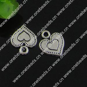 Pendant. Fashion Zinc Alloy jewelry findings. Heart 13.5x11.5mm. Sold by Bag