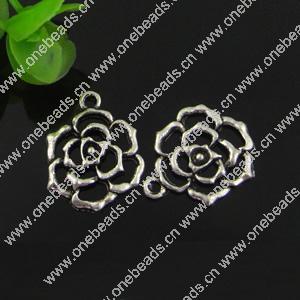 Pendant. Fashion Zinc Alloy jewelry findings. Flower 22x17mm. Sold by Bag