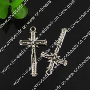 Pendant. Fashion Zinc Alloy jewelry findings. Cross 30x19mm. Sold by Bag