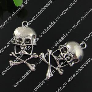 Pendant. Fashion Zinc Alloy jewelry findings. Skeleton 38x22mm. Sold by Bag