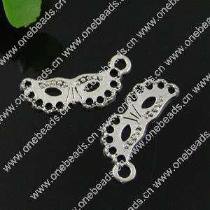 Pendant. Fashion Zinc Alloy jewelry findings. Face mask 24x12mm. Sold by Bag