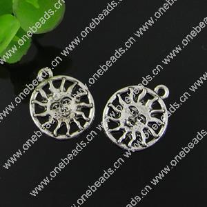 Pendant. Fashion Zinc Alloy jewelry findings. Flat Round 20x17mm. Sold by Bag