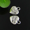 Pendant. Fashion Zinc Alloy jewelry findings. Heart 10x13mm. Sold by Bag
